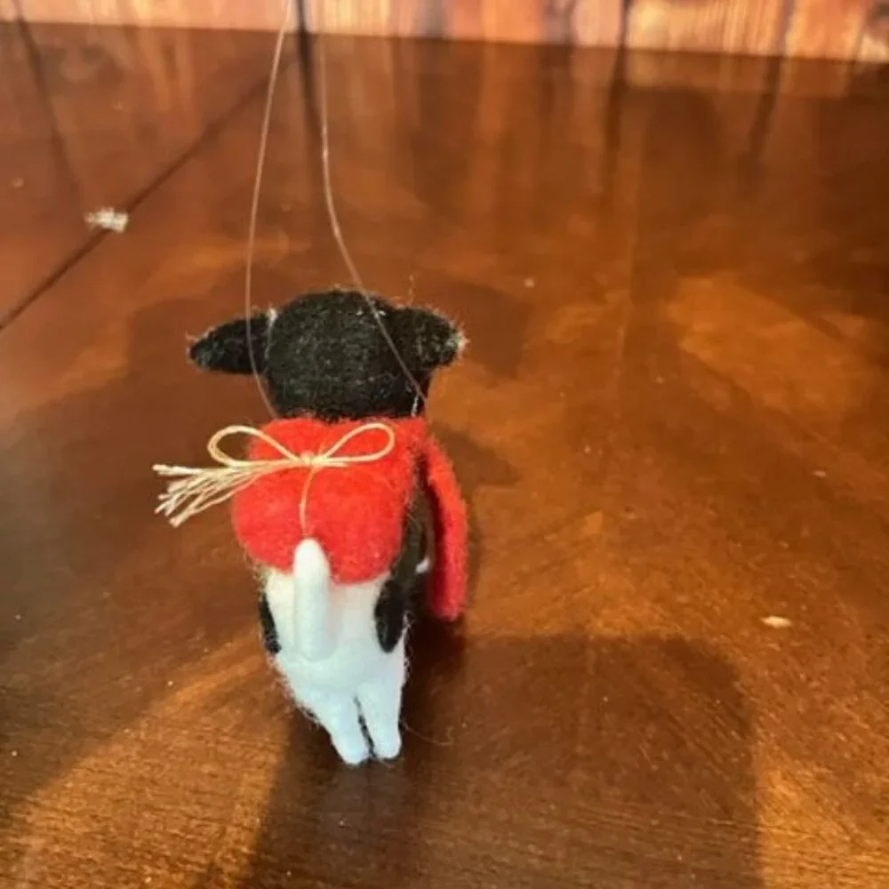 Felt Dog christmas Ornament With Scarf & Red  Carrying Present‎ Ornament